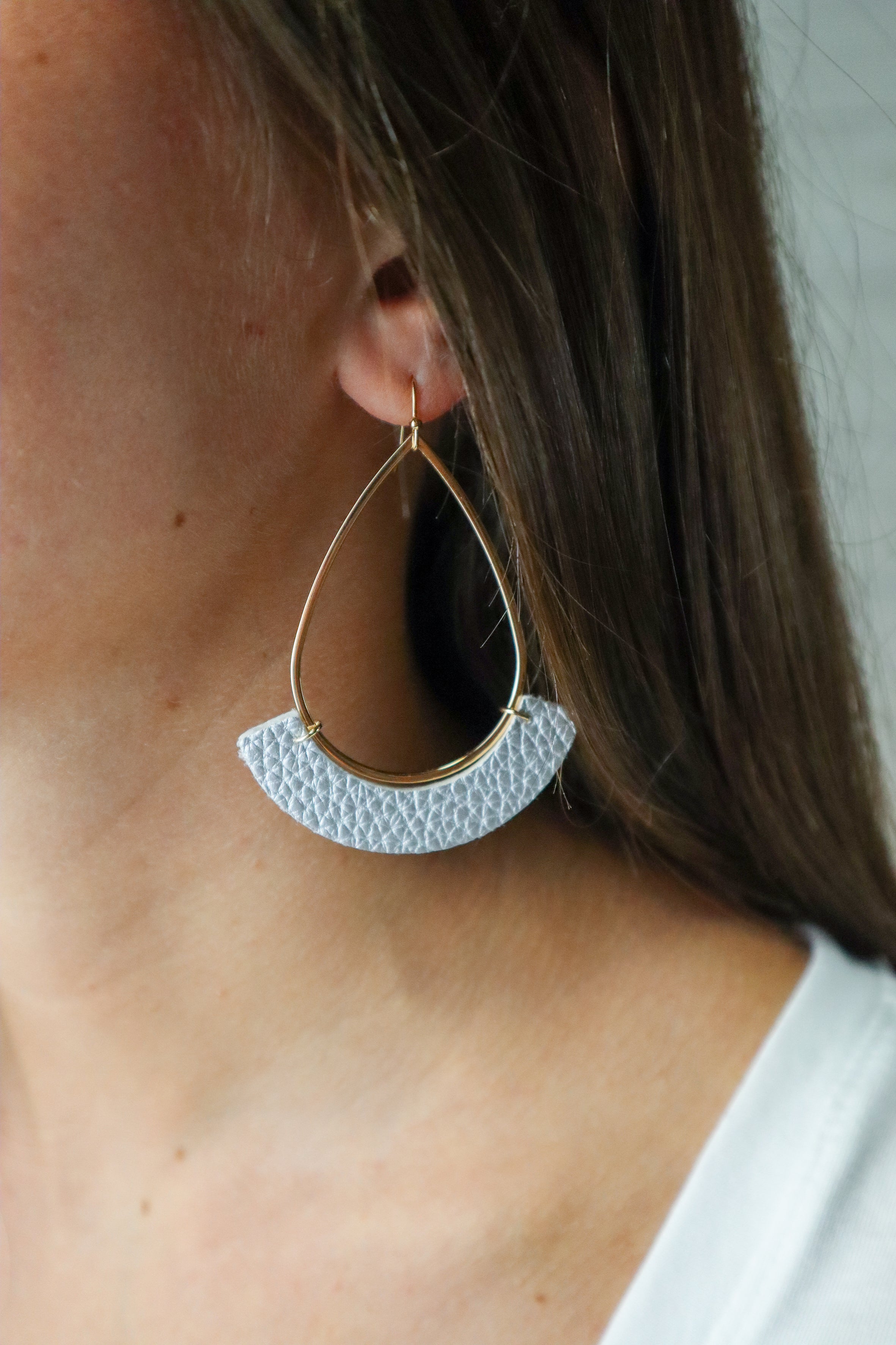 Faux Leather Teardrop Earring