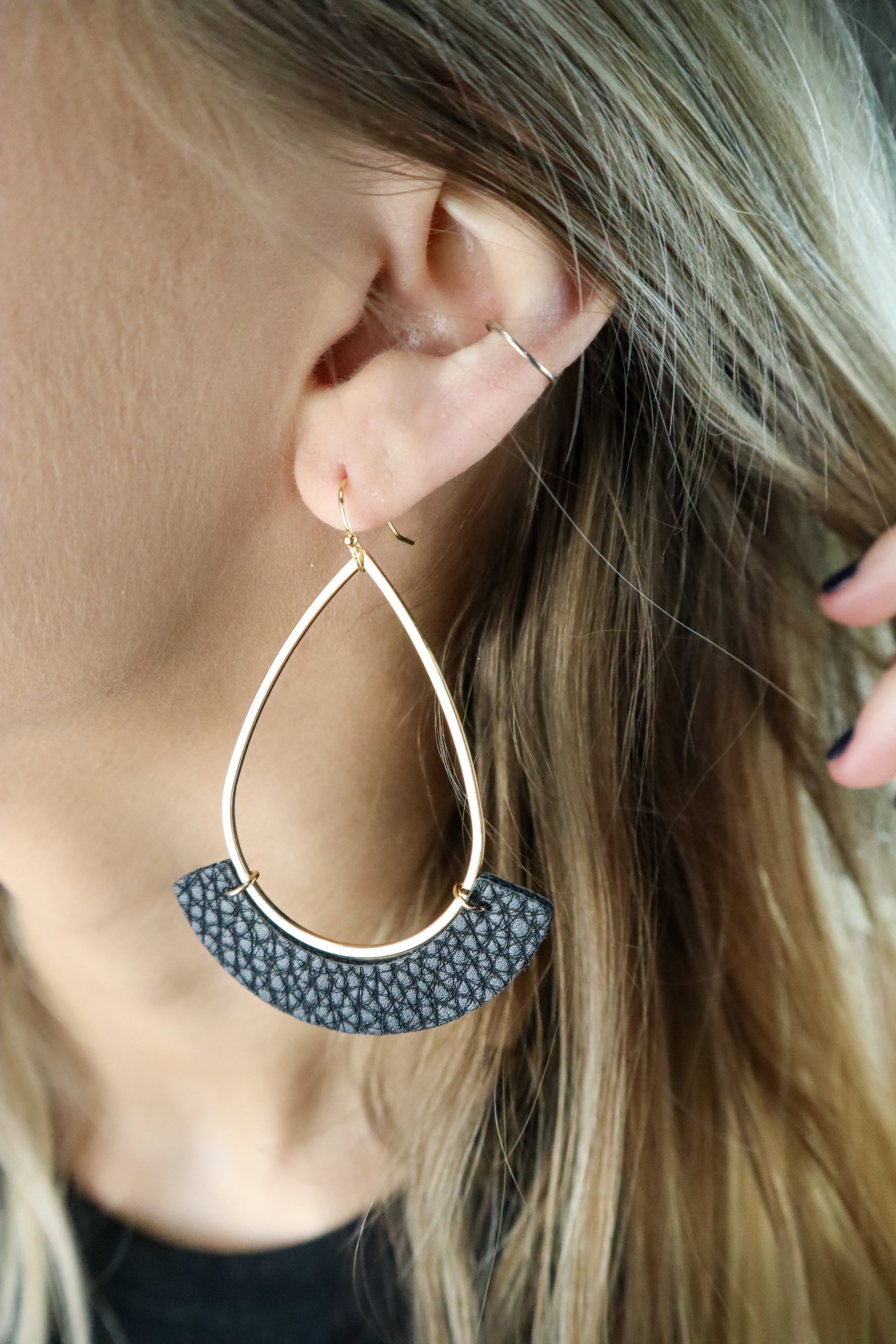 Faux Leather Teardrop Earring